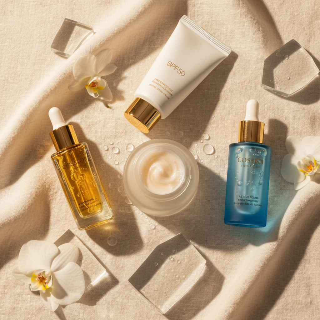 Glass Skin Starter Kit – 4-step hydrating skincare routine flat lay